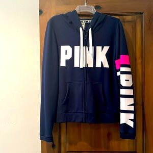Victoria’s Secret pink sweatshirt size large navy white with a pink stripe